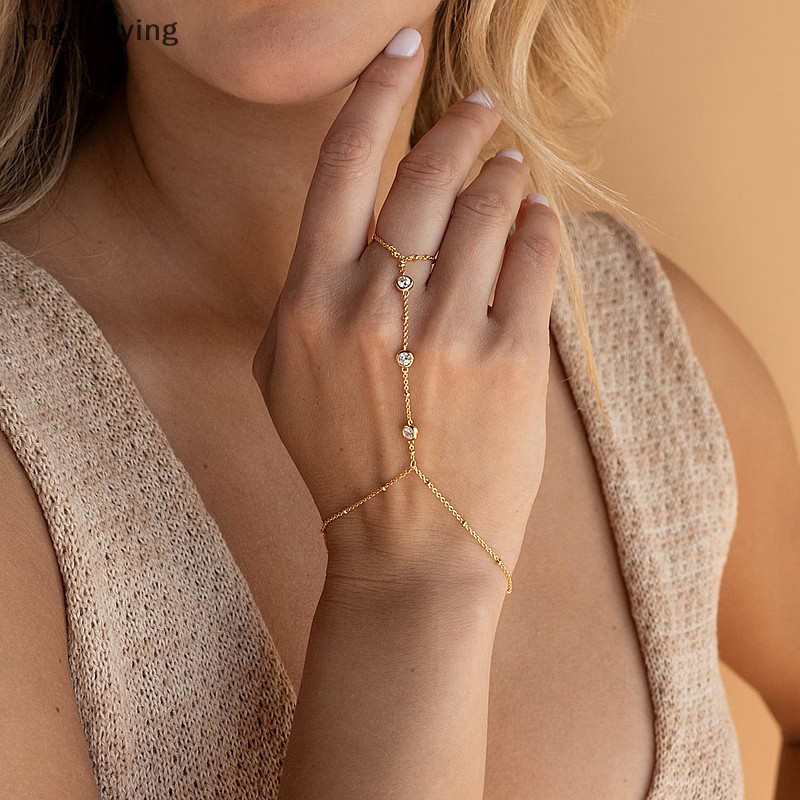 [ซื้อสูง] Minimalist Tiny Chain สร้อยข้อมือคริสตัลแหวนนิ้วสําหรับผู้หญิง Link Chains Connecg สายรัดมือสร้อยข้อมือเครื่องประดับของขวัญสต็อกใหม่