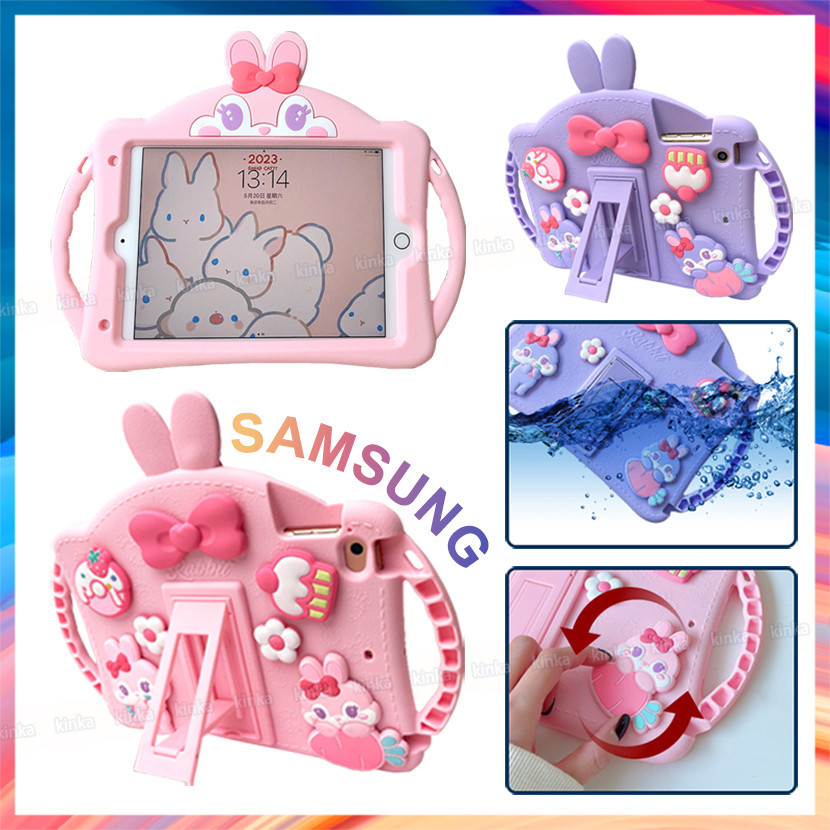 สําหรับ Samsung Galaxy Tab A9 Plus 11.0 X210 X216B X218U A8 10.5 X200 X205 X207 ปลอกเด็กปลอดภัย 3D การ์ตูนกระต่ายรูปแบบกันกระแทกกรณีแท็บเล็ตฝาครอบหมุนตกแต่ง