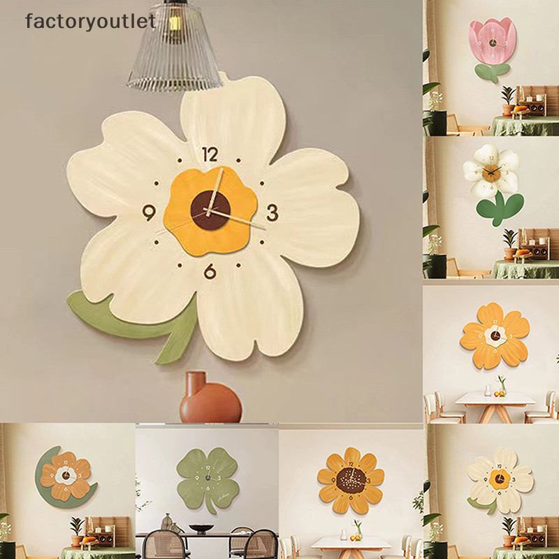 Flth Simple ดอกไม ้ นาฬิกาแขวนดอกไม ้ รูปร ่ าง Slient Decor วันเกิด Living Creative Room นาฬิกาบ ้ านของขวัญ Vary