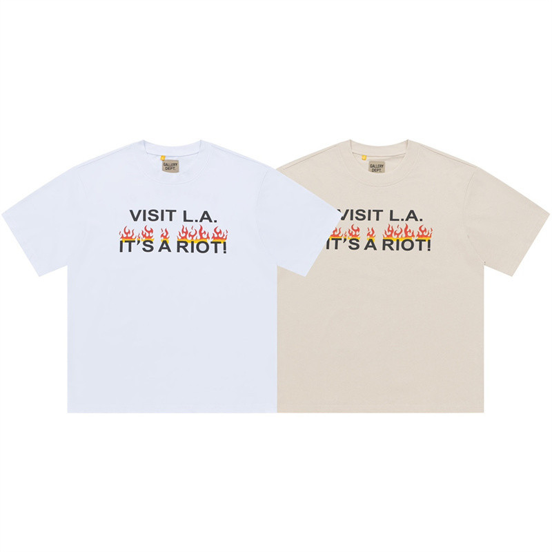 American Street Wear Offset Printing Ten Gold Powder Printing , High Street Short-Sleeved T-Shirt.Mn