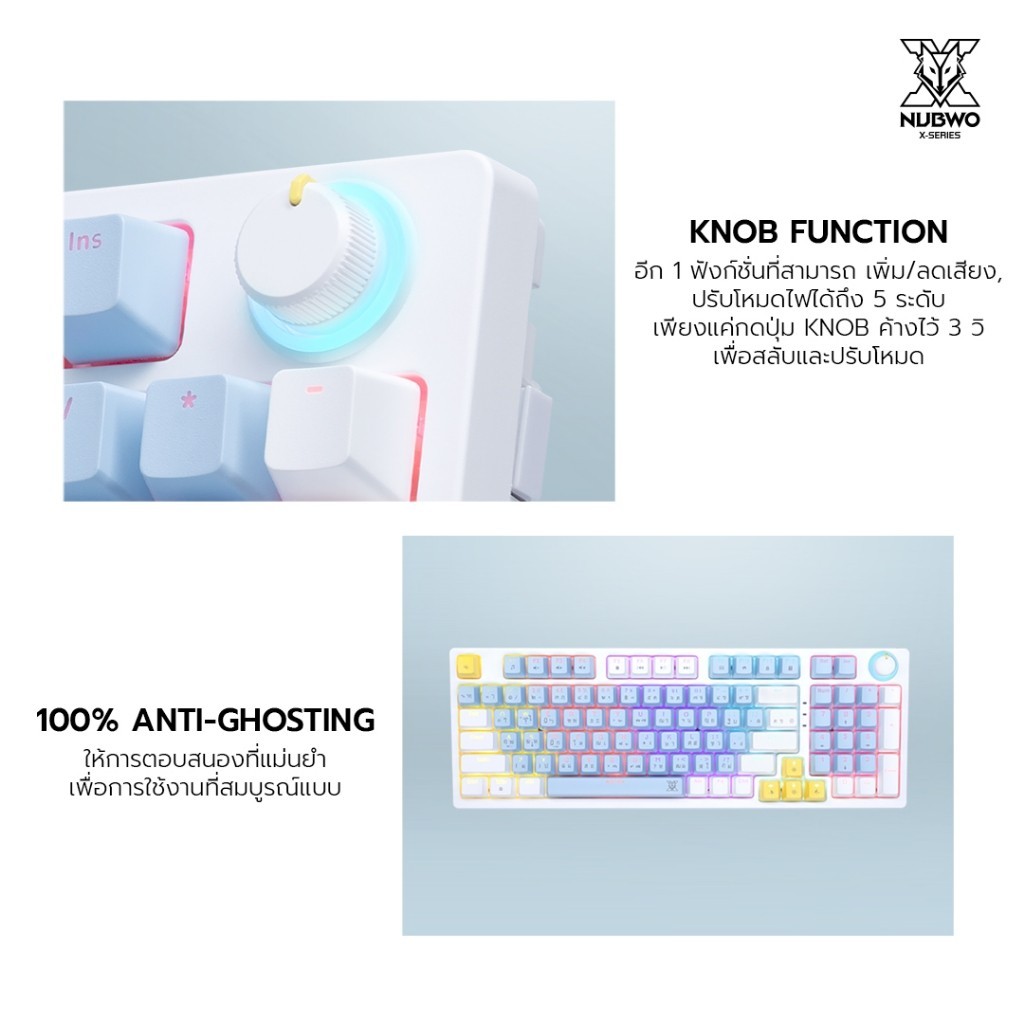 Nubwo X801 Eleanor Mechanical Keyboard Gaming CIY 96 Key Blue/White (Red Switch) D คีย์บอร์ดเกมมิ่ง