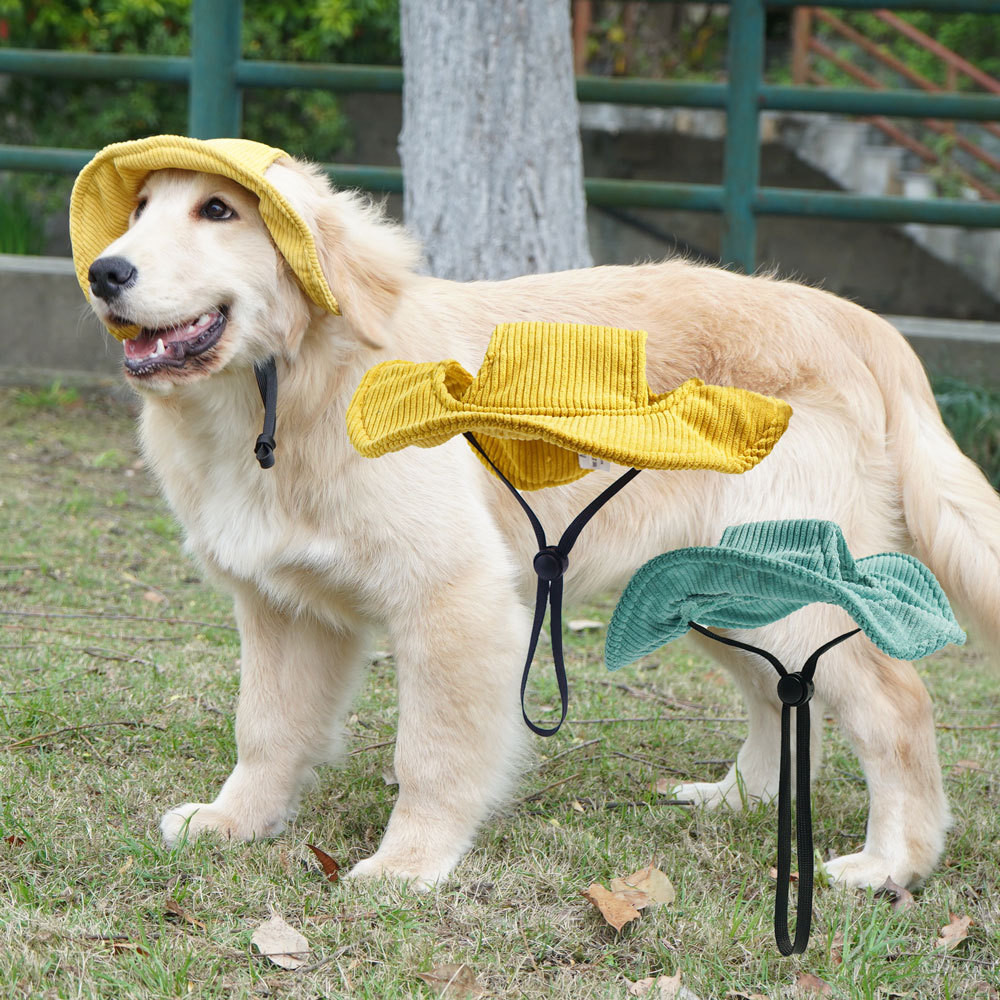 หมวกกันแดดสุนัข Photo Dress Up Golden Retriever Sun Hat Corduroy หมวกบักเก ็ ตสัตว ์ เลี ้ ยงน ่ ารัก