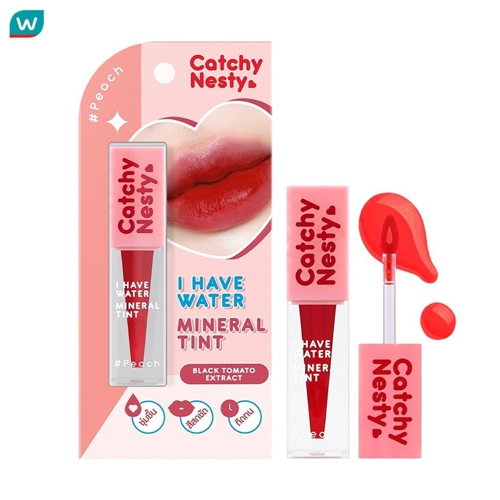 Catchy Nesty แคชชี่เนสตี้ ไอแฮฟวอเตอร์ มิเนอรัล ลิป ทินท์ 3ก. พีช