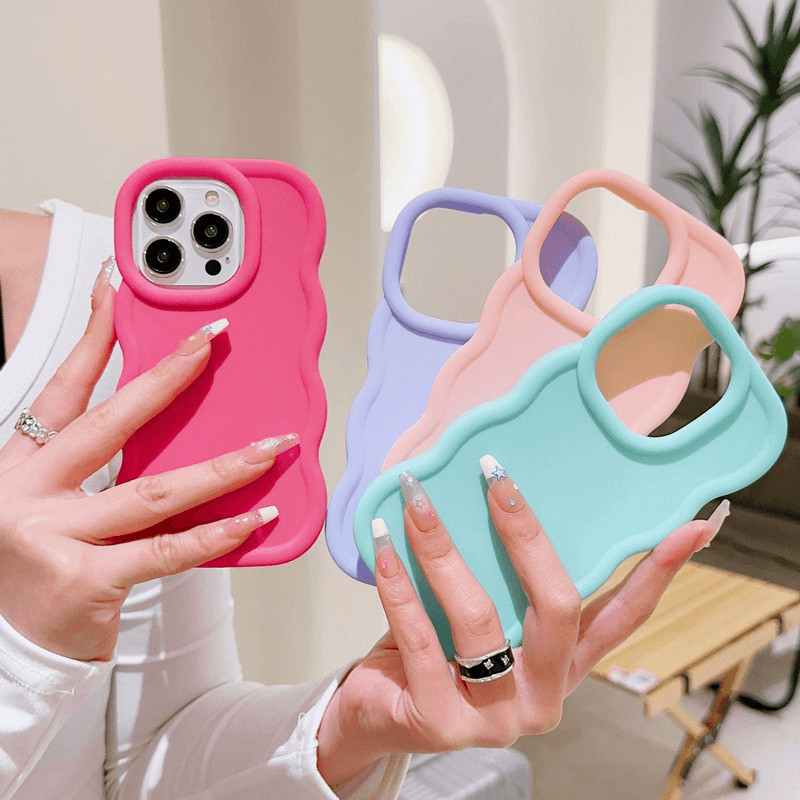 น่ารัก Candy สีทึบสําหรับ Galaxy S24 S23 S22 Ultra S21 FE 5G A73 A34 A05 a05s A55 A35 A15 A34 5G A33 5Gขอบหยักกันกระแทกซิลิคอนนุ่ม