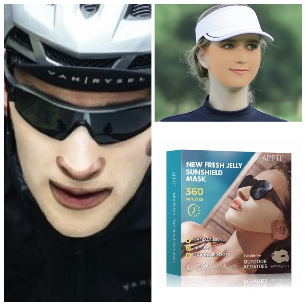 ❤ หน้ากาก แปะกันแดด แผ่นเจล แปะแก้ม กันแดด กันน้ำ ฝุ่น UV ออกกำลังกาย กีฬา ยืดได้เยอะ ระบายอากาศดี นุ่มสบาย ❤