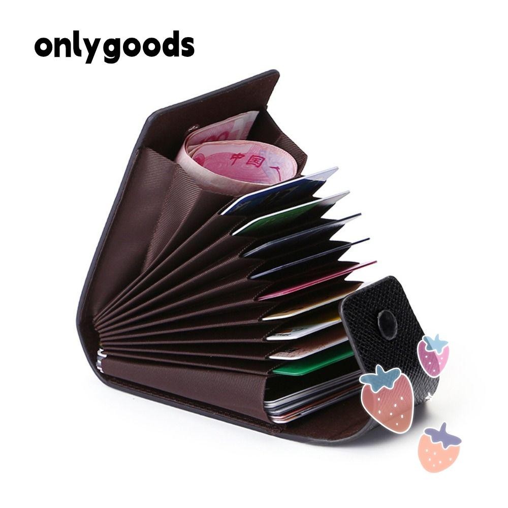 Only Mens Mini Card Wallet, Anti-theft Multi-slot Card Holder Bag, Coin Purse Solid Color Leather Organ Card Purse