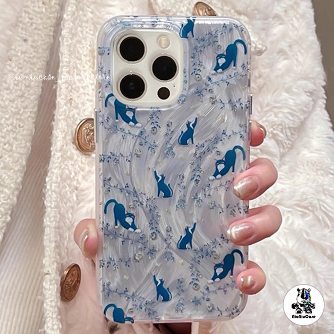 For iPhone 11 เคส รูปแบบความคิดสร้างสรรค์ Silver Feather Laser Case For iPhone 12 13 14 15 Pro max X XR XS MAX 7 8 Plus
