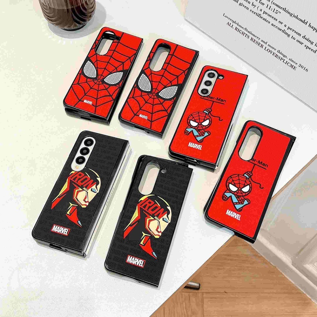 สําหรับ Samsung Galaxy Z Fold3 Fold5 Fold4 Fold6 กรณี Spiderman Iron Man กัปตันอเมริกา Avengers Superheroes รูปร ่ างน ่ ารักพับกันกระแทกฝาครอบ