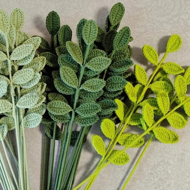 Handmade โครเชต ์ สีเขียว Leaf Hand-ถัก Eucalyptus ใบหัตถกรรมตกแต ่ งบ ้ าน