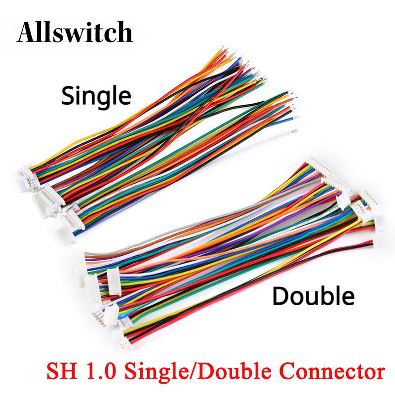 10 ชิ้น SH1.0 สายไฟ DIY SH1.0 JST 2/3/4/5/6 Pin สายอิเล็กทรอนิกส์เดี่ยว Double Terminal Plug 28AWG 10 เซนติเมตร