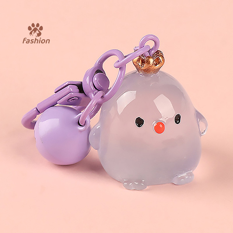 [แฟชั่น] Creative Resin Luminous Crown ตุ๊กตาไก่ กุญแจรถ Chain Bookbag จี้อุปกรณ์เสริมของขวัญไก่ {TH}