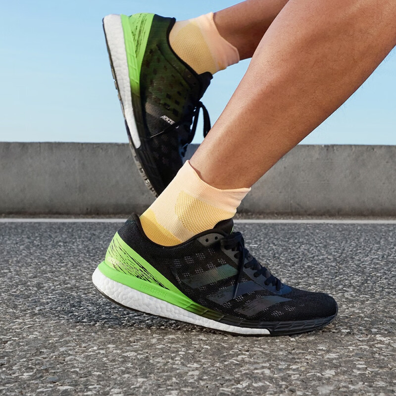[ คลังสินค ้ าพร ้ อมจัดส ่ งรวดเร ็ ว ] adidas ADIZERO BOSTON 9 Training Ready Stock Marathon boost Running Shoes Men Black/Green/Silver Metal 41