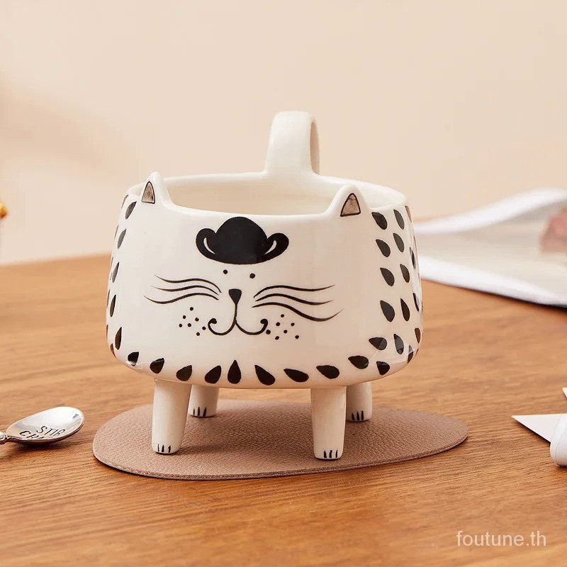 แก ้ วแมว 4 ขาแก ้ วกาแฟแมวสําหรับผู ้ หญิงน ่ ารักแก ้ วเซรามิค Meow