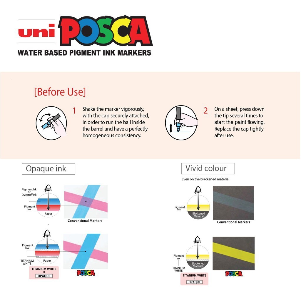 Posca Water Based Paint Marker 0.7 มม . Extra Fine PC-1M เครื ่ องหมายปลอดสารพิษ 1 ชิ ้ น - รูปที่ 3