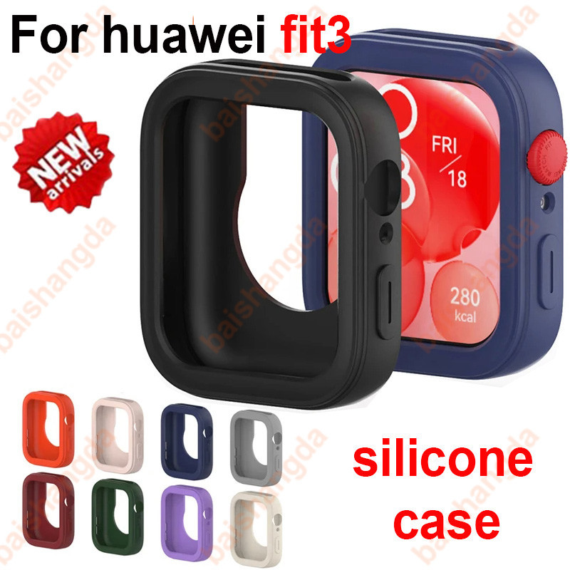 เคสซิลิโคนสําหรับ Huawei Watch Fit 3 สมาร ์ ทนาฬิกากันชนกรอบ Protector สําหรับ Huawei Watch Fit 3 ฝาครอบกรณี