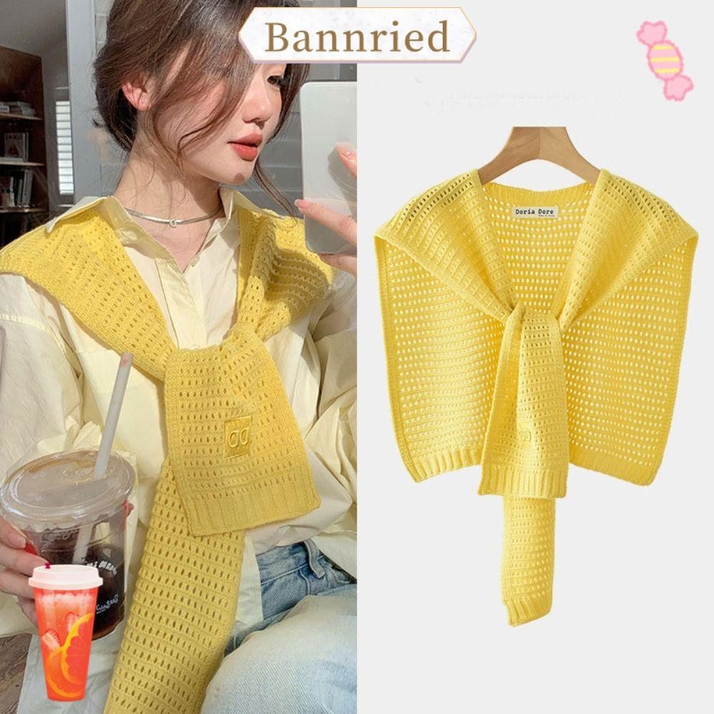 Bannriedsg989 ผ้าคลุมไหล่ถัก, สีทึบลูกไม้ผูกปกปลอม, เก็บเสื้ออบอุ่นไหล่ที่ถอดออกได้ปกเสื้อไหล่