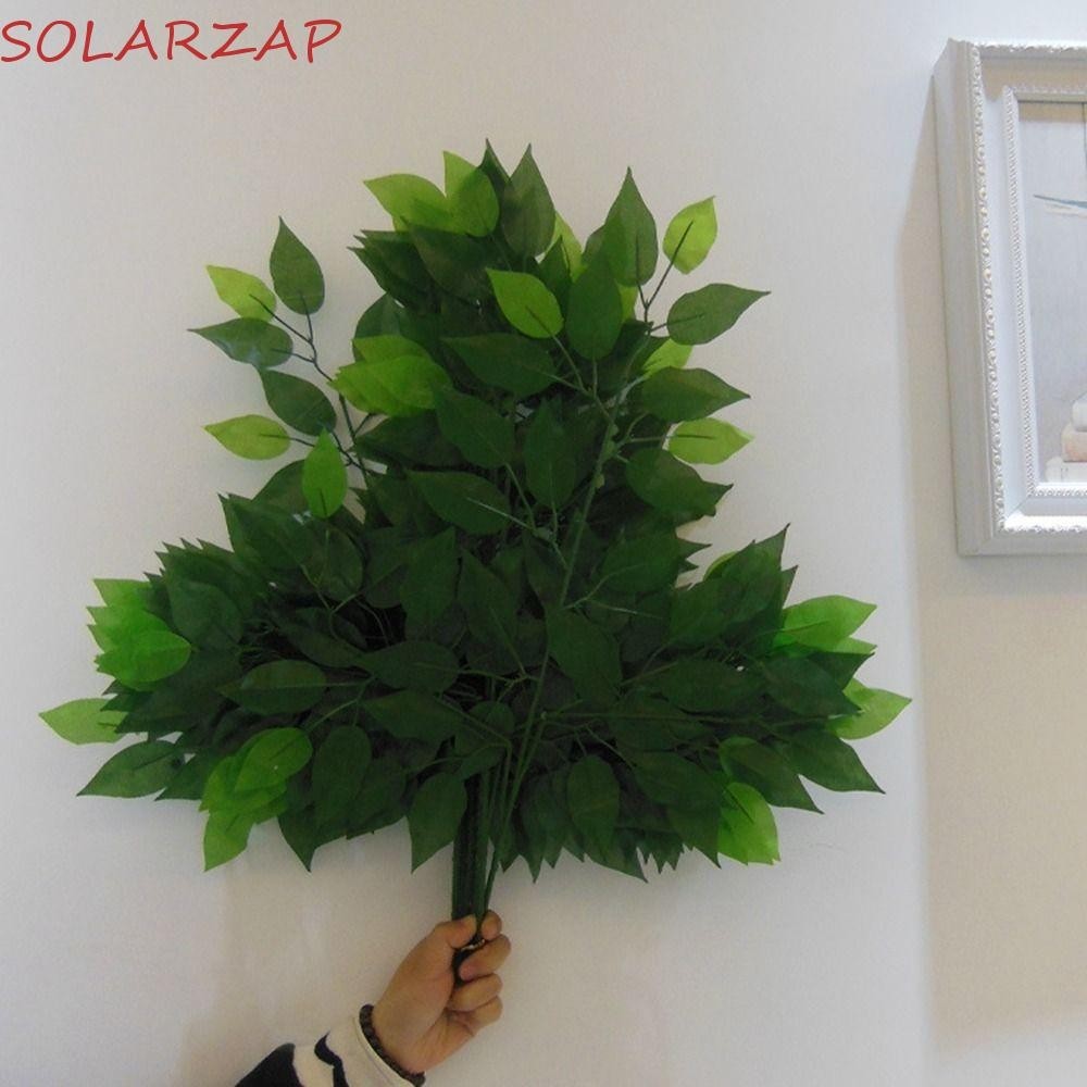 Solarzap จําลอง Banyan Creative 12 ชิ้น/ล็อตใบงานแต่งงานไม่ง่าย Deform พืชสีเขียวดอกไม้ปลอม