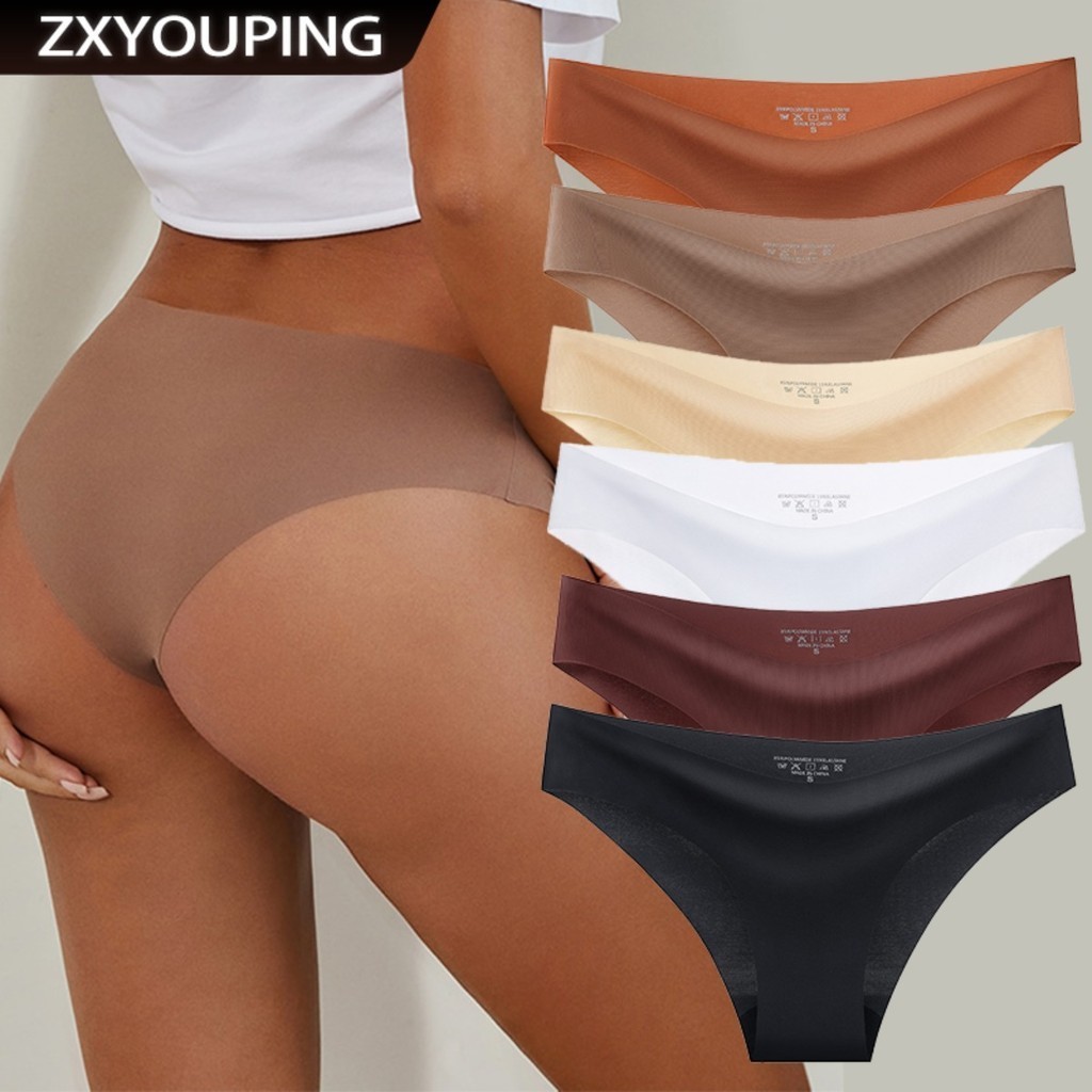 Zxyouping 1/3 ชิ้นผู้หญิงกางเกงไม่มีรอยต่อชุดเซ็กซี่กลางเอวกางเกงสบายผ้าไหมน้ําแข็งที่มองไม่เห็นกางเกงชุด S-XL