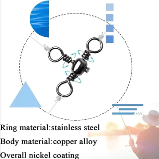 50 ชิ ้ นตกปลา 3 ทางหมุน 44-66LB สามทางหมุน Cross Line Connector สําหรับปลาดุก Rig ตกปลาหมุนตกปลา Tackle