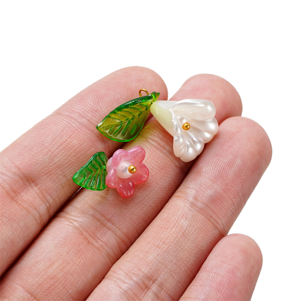 ลูกปัดดอกไม้อะคริลิค+จี้ใบไม้  10-20ชิ้น สำหรับDIYเครื่องประดับ งานฝีมือ อุปกรณ์ทำสร้อย - รูปที่ 6