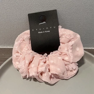 2024 แฟชั่นสีทึบผ้ากอซลูกไม้ Scrunchy Hair Tie