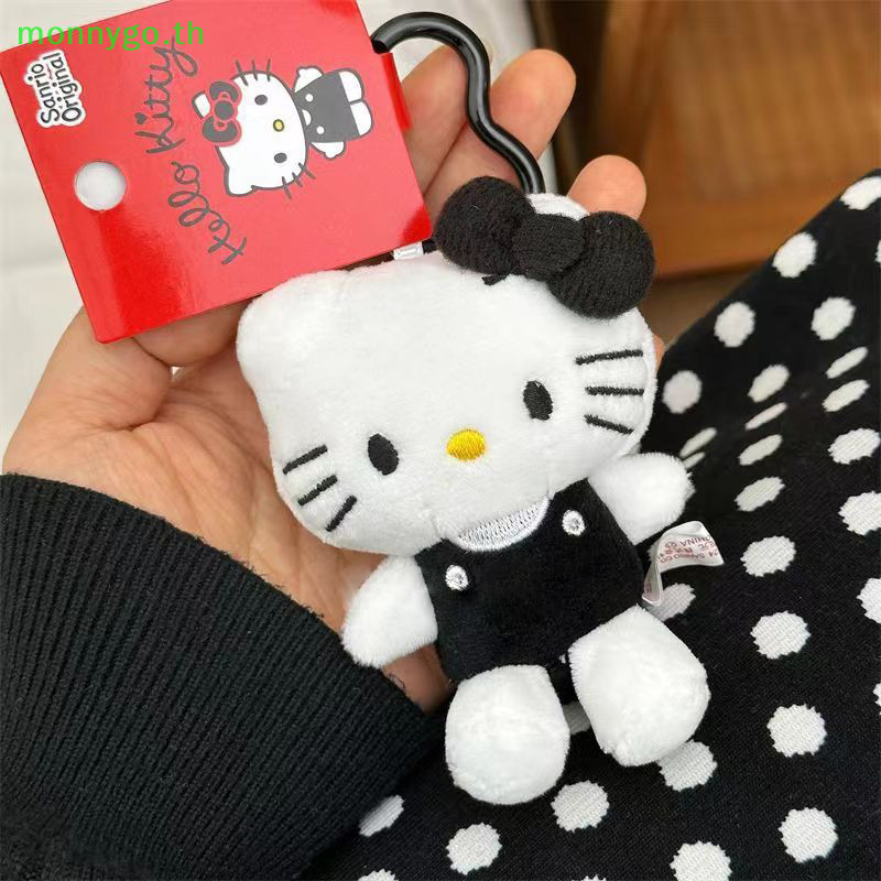 Monnygo สีดํา Hello Kitty ของเล่นตุ๊กตาการ์ตูนแมวจี้นุ่มยัดตุ๊กตาพวงกุญแจรถกระเป๋าเป้สะพายหลังกระเป๋าตกแต่งของขวัญ TH