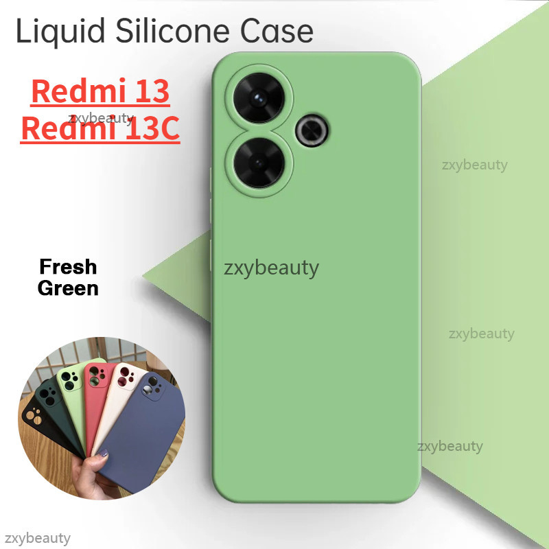 ปลอกสําหรับredmi 13 4G 13C 5G 2024 เคสโทรศัพท์ซิลิโคนเหลวยางสแควร์นุ่มสําหรับRedmi13 Redmi13C Soft TPUปกหลัง