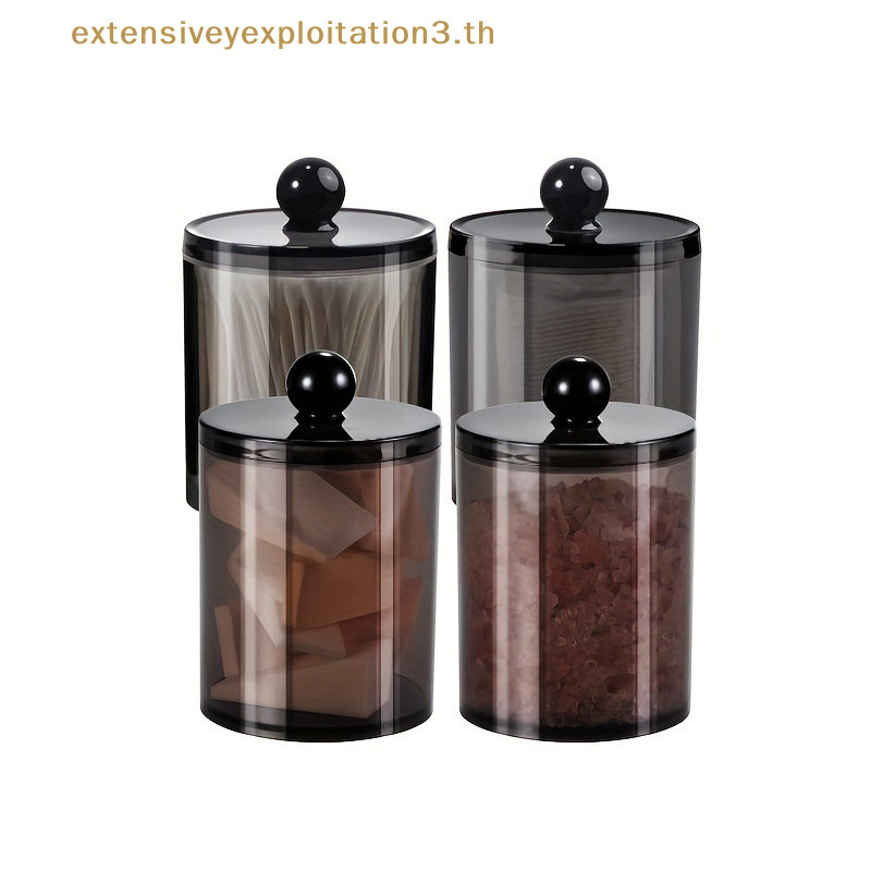 # HGTH # กล่องเก็บผ้าฝ้าย Apothecary Jar ห้องน้ําพลาสติกสีดําผู้ถือกล่องเก็บเหมาะสําหรับลูกฝ้าย, สําลี