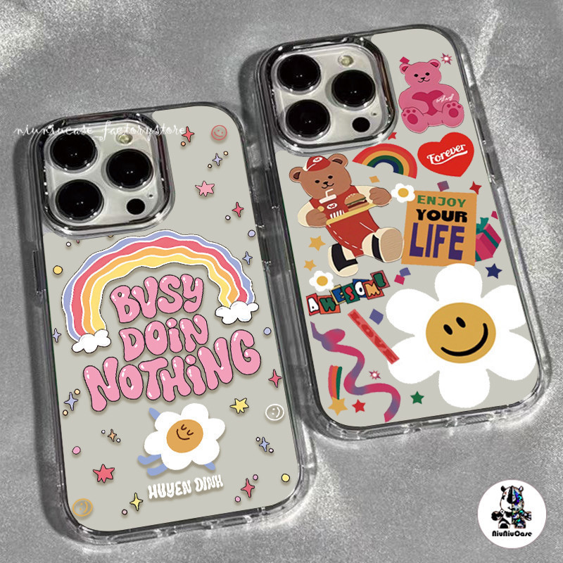 เคสไอโฟน11 For iPhone 11 13 12 14 15 Pro Max X XS 7 Plus เคส รูปแบบรุ้ง รูปแบบโปร่งใส ซิลิโคนนุ่มกัน