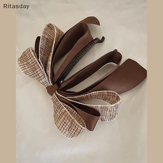 Ritasday 2022 ใหม่ริบบิ้นโบว์กล้วยคลิปน่ารัก Pearl Hair Pins Barrette ผู้หญิงอุปกรณ์เสริมผมแฟชั่นสีทึบ Elegant Hair Claw ใหม่