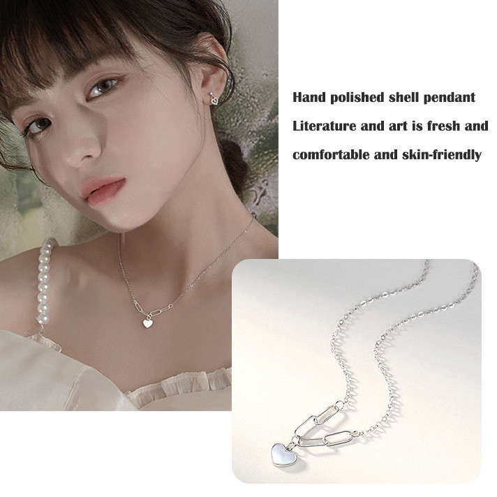 สแตนเลส ไม่ลอกไม่ดำ สร้อยคอ (สแตนเลส) จี้หัวใจ แฟชั่นสไตล์เกาหลี โซ่ สําหรับผู้หญิง ST10 - รูปที่ 5