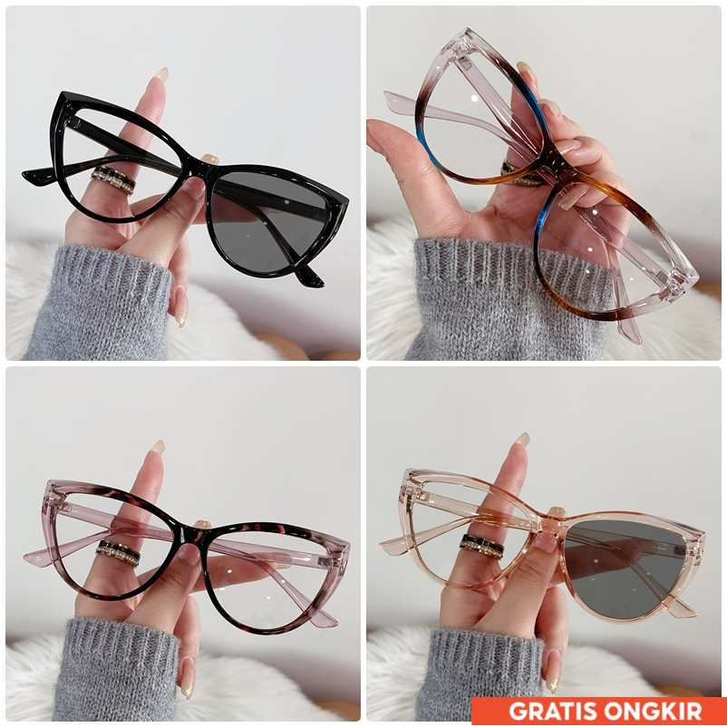 N91 Retro Cat Eye Glasses 3 สี photochromic ป้องกันรังสี