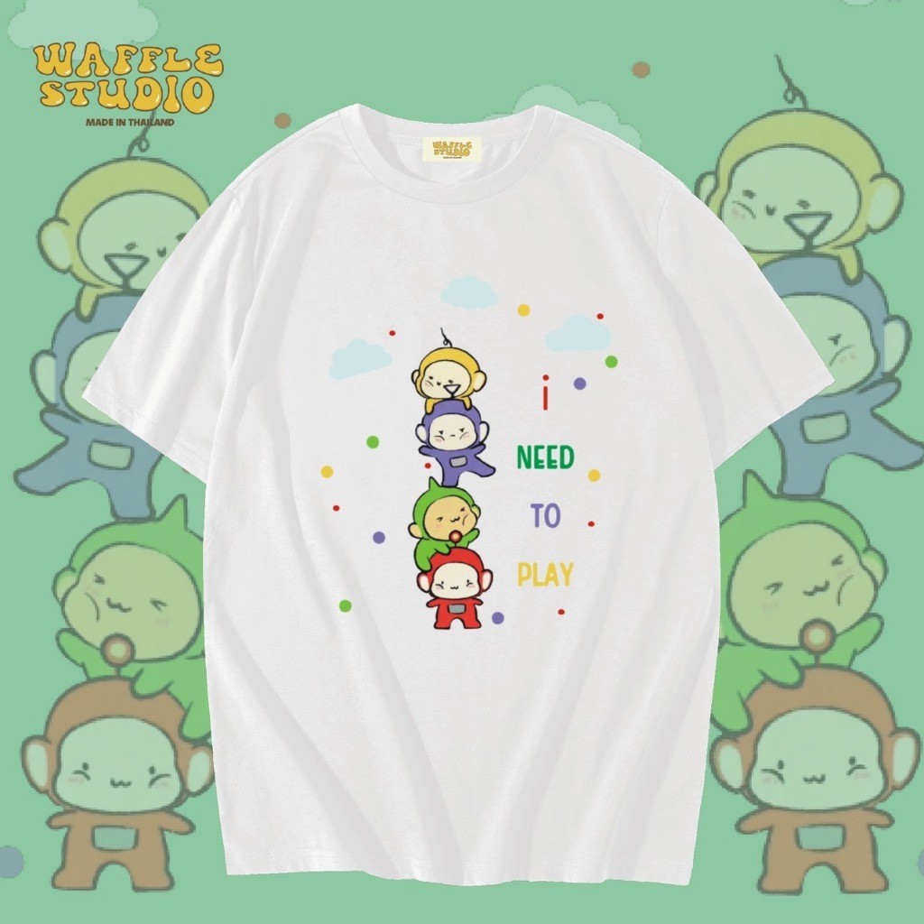 เสื้อยืดโอเวอร์ไซส์ เสื้อยืดเกาหลี ผ้าคอตตอน100% เสื้อยืด เทเลทับบี้ Teletubies