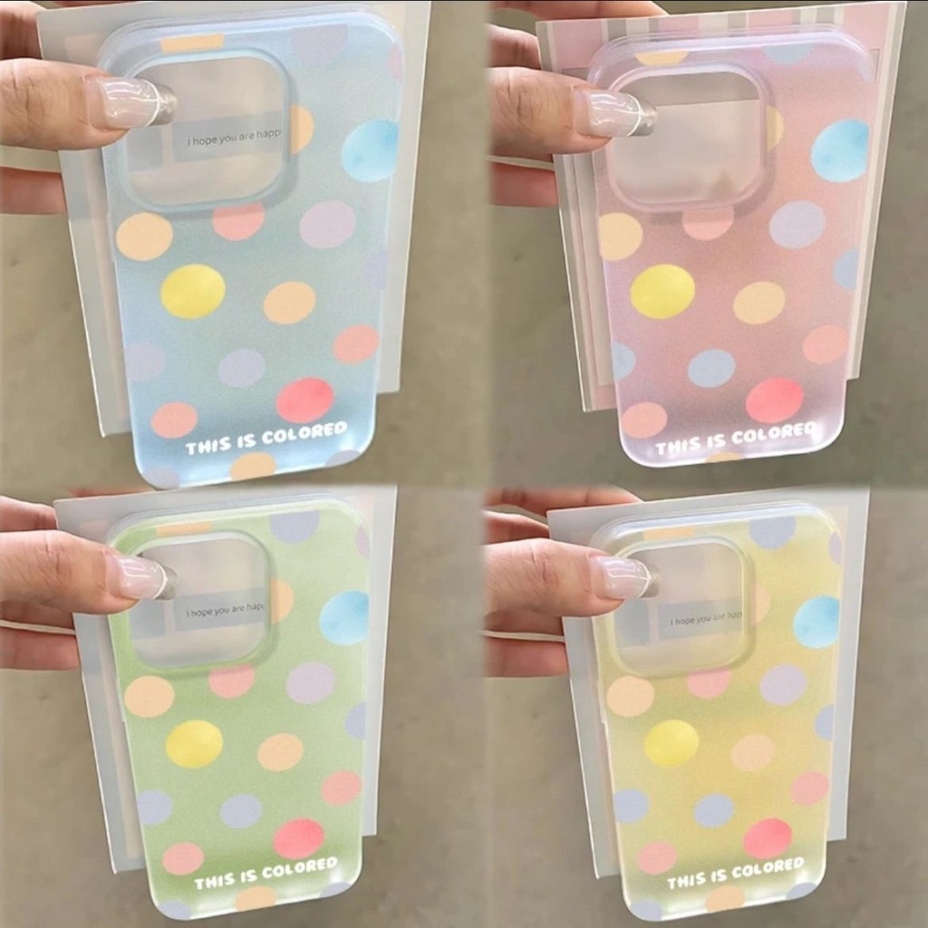 {จัดส่งด่วน} ขนาดใหญ่สีขนาดเล็กลาย Polka Dot Frosted ซิลิโคนใสเคสโทรศัพท์แบบนุ่มเหมาะสําหรับ iPhone x/xs/xr/xsmax/7/8plus/11Promax/12/14Promax/15 Shock-resistant รวมทุกอย่างเคส
