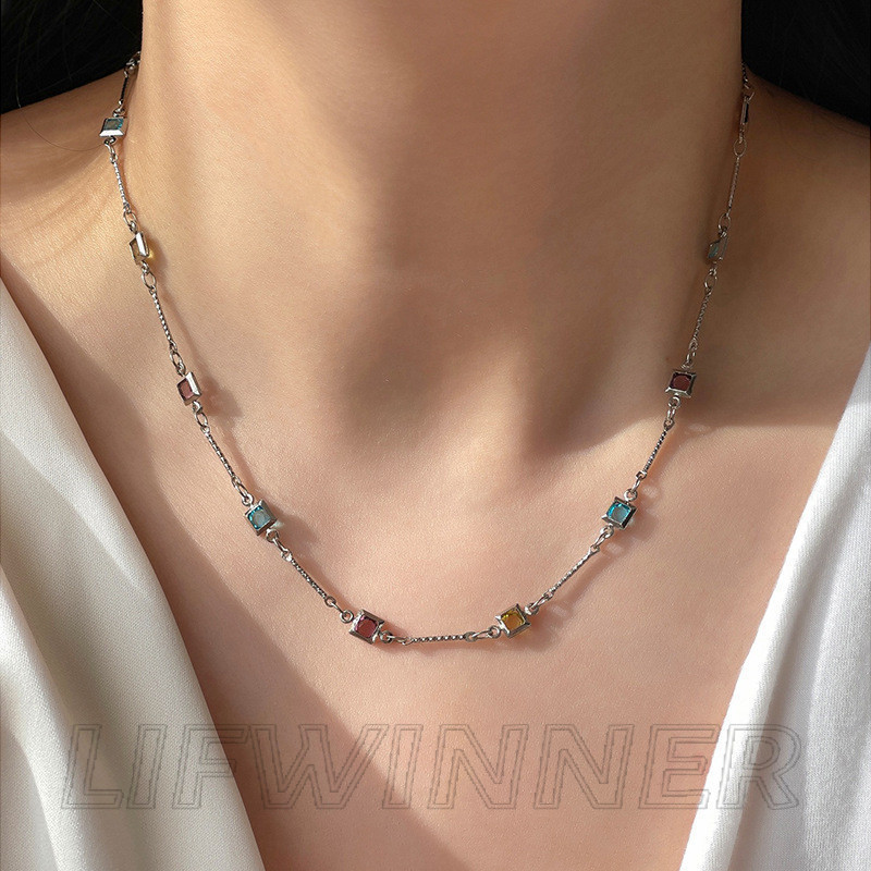 สร้อยคอเพทายหลากสี-เครื่องประดับ เครื่องประดับ- ย2เค สไตล์บาร็อคที่สวยงามสง่างาม-ผิดปกติกรวดแตก-สร้อยคอเสน่ห์