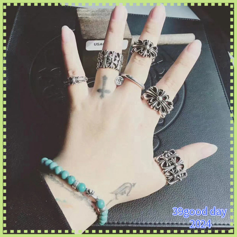 [Chrome Hearts] AAA s925 แหวนเงิน/Cross Retro Punk Fashion Street Ring Men/ 07041 - รูปที่ 4