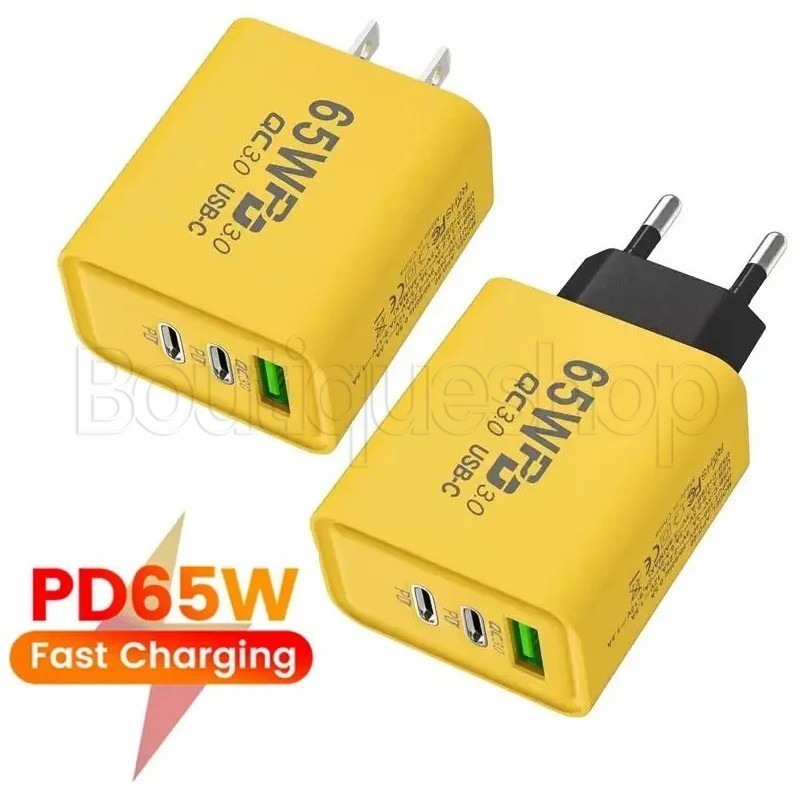 ชาร์จเร็ว 65W Usb Charger - Usb C Wall Charger - อะแดปเตอร์โทรศัพท์ชาร์จเร็ว - 3 พอร์ต EU/US/UK 65W Usb C Charger - เหมาะสําหรับสมาร์ทโฟน, Xiaomi, Samsung