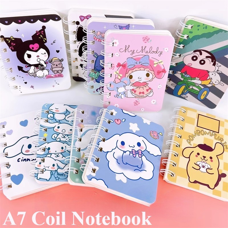 A7 Coil Notebook Anime Series KT Kawaii Kuromi การ์ตูนนักเรียนแบบพกพาโน้ตบุ๊คเด็กของขวัญ