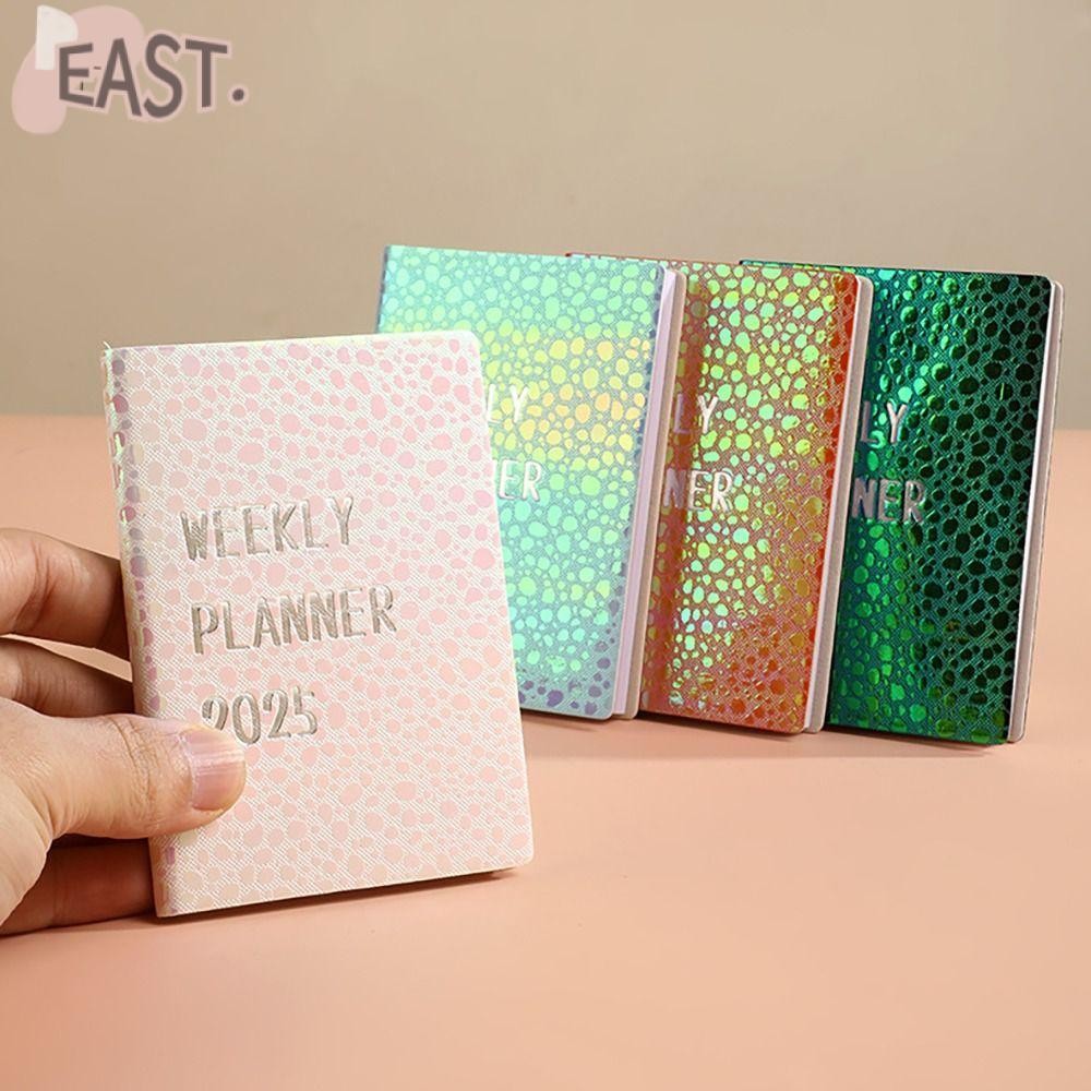 EASTS 2025 Agenda Book A7 Planner Notebook English To Do List Calendar Laser Starlight Color Pocket 