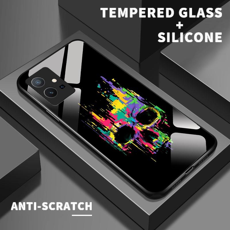 เหมาะสำหรับ VIVO Y75 5G Y75 4G Y75S Y72 Y73 Y76 Y7s Y85 Y89 กรณีโทรศัพท์ใหม่เคส Cool Skull
