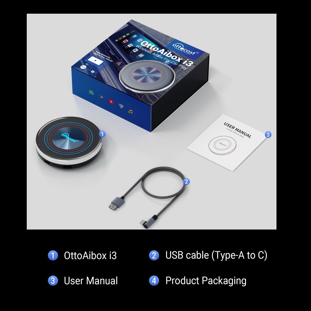 OTTOCAST OttoAiBox i3 ไร้สาย CarPlay Android Auto Snapdragon 6125 Android 13 AI กล่องสําหรับ BMW & Ohter รถไร้สาย - รูปที่ 7