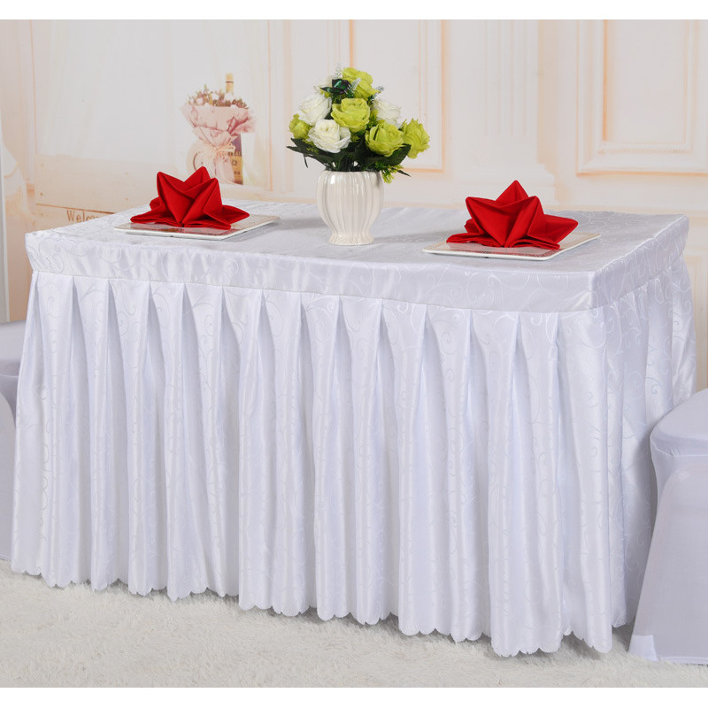 ผ้าปูโต๊ะจับจีบ (ทอลาย) มีให้เลือกหลายขนาด เหมาะสำหรับห้องประชุม งานแสดงสินค้า - รูปที่ 4