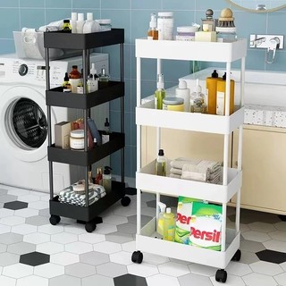 Rak troli plastik rak toilet rak kamar mandi rak dapur serbaguna dengan roda Rak Bumbu Rak Susun Kosmetik
