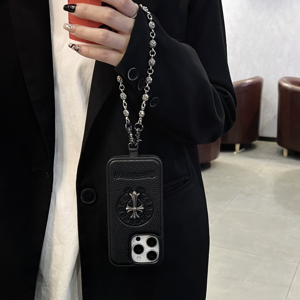 ลายนูนลิ้นจี่ลายซองหนังสําหรับ ไอโฟน iPhone 17 16 15 14 13 Pro Max  มือโปร สูงสุด กรอบหลุมขนาดใหญ่ป้องกันหนาออกแบบครอบคลุมเต็มรูปแบบป้องกันการตกปกโลหะเชือกป้องกันการสูญ - รูปที่ 3