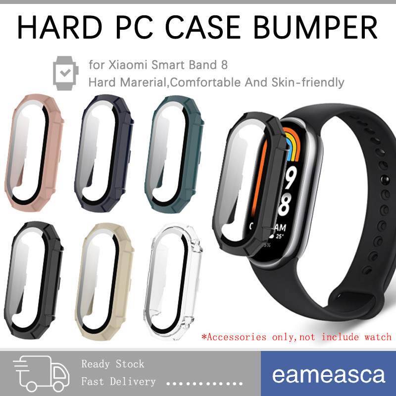 เคสพีซีแข็งพร้อมกระจกนิรภัย for Smartwatch Xiaomi Mi Band 10 9 8 ครอบคลุมเต็มรูปแบบป้องกันหน้าจอ for