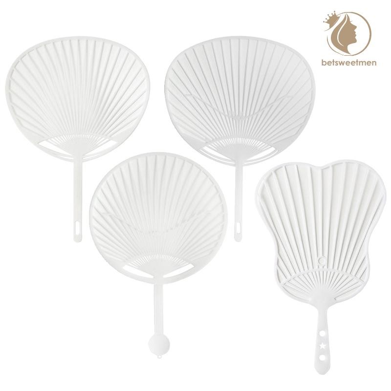 [PE] 10 ชิ้นพลาสติกสีขาวสร้างสรรค์พัดลมญี่ปุ่น Uchiwa DIY ชุดพัดลมกรอบสําหรับงานฝีมือพัดลมมือทํา TH