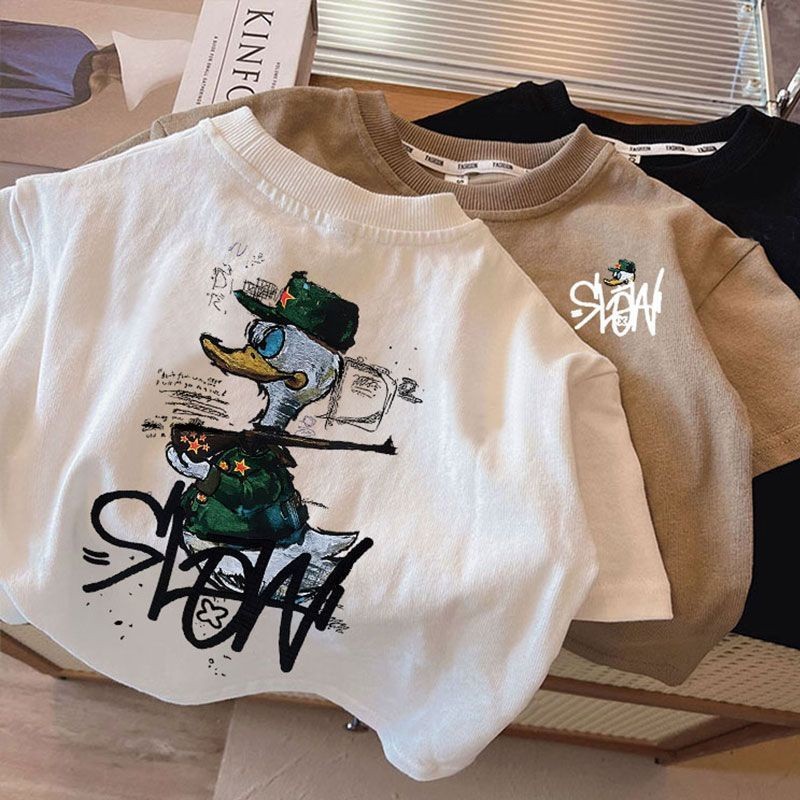 【Boy Tshirt】เสื้อยืดแขนสั้น ผ้าฝ้าย 100% พิมพ์ลายการ์ตูน Budak Lelaki Baju ทรงหลวม (3-15ปี)
