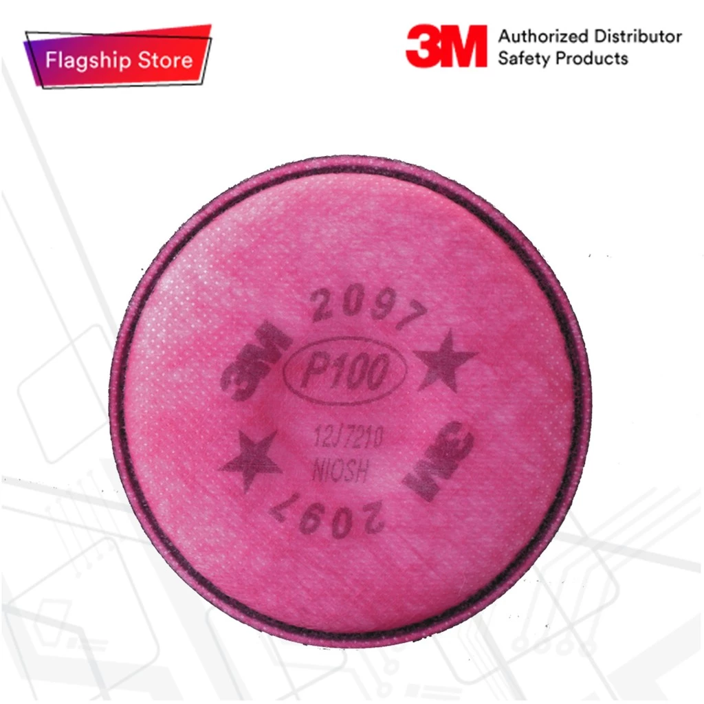 3M™ 2097 แผ่นกรองอนุภาคประสิทธิภาพสูง สำหรับหน้ากากไส้กรองคู่ P100 (2ชิ้น)