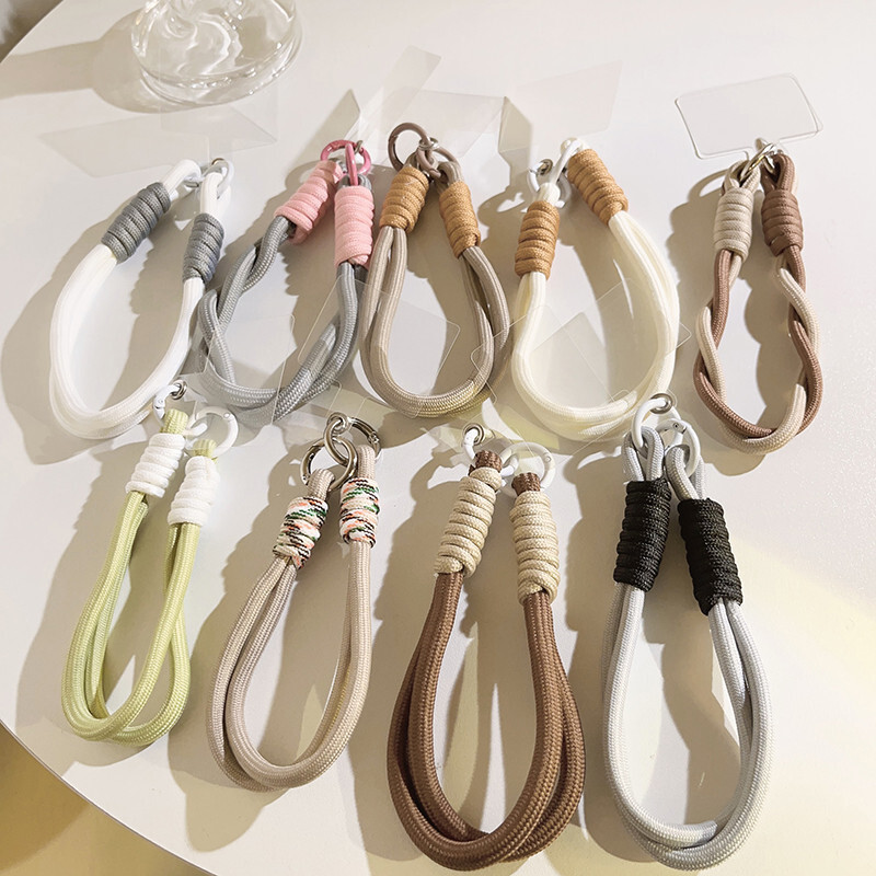 COD สร้อยข้อมือ สายคล้องกุญแจโทรศัพท์สี สีดำสีขาวสีชมพู อุปกรณ์โทรศัพท์วินเทจ จี้เชือกเคสโทรศัพท์มือถือแฟชั่นหลายสี