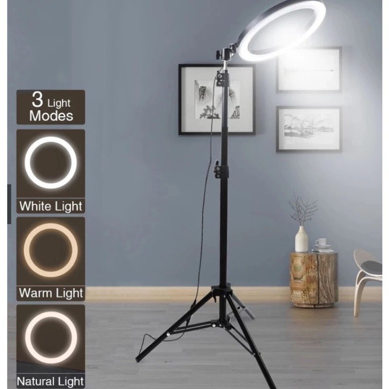 ครบชุด LED บรรยากาศแสง 26-30CM 2m  ขาตั้งกล้องแสง ไฟสตูดิโอย้ายขาตั้งกล้อง 360 องศาสามารถปรับได้ มีสามสีที่สามารถปรับได้